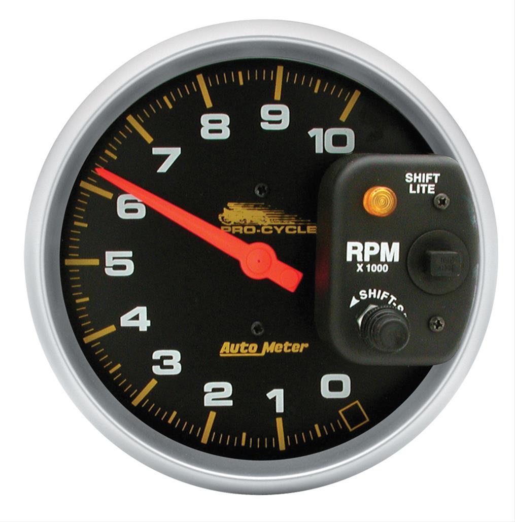 Autometer Pro-Cycle Gauge Tach 5in 10K Rpm W/ Shift-Lite 2 & 4 Cylinder Black Pro-Cycle thumbnail 2