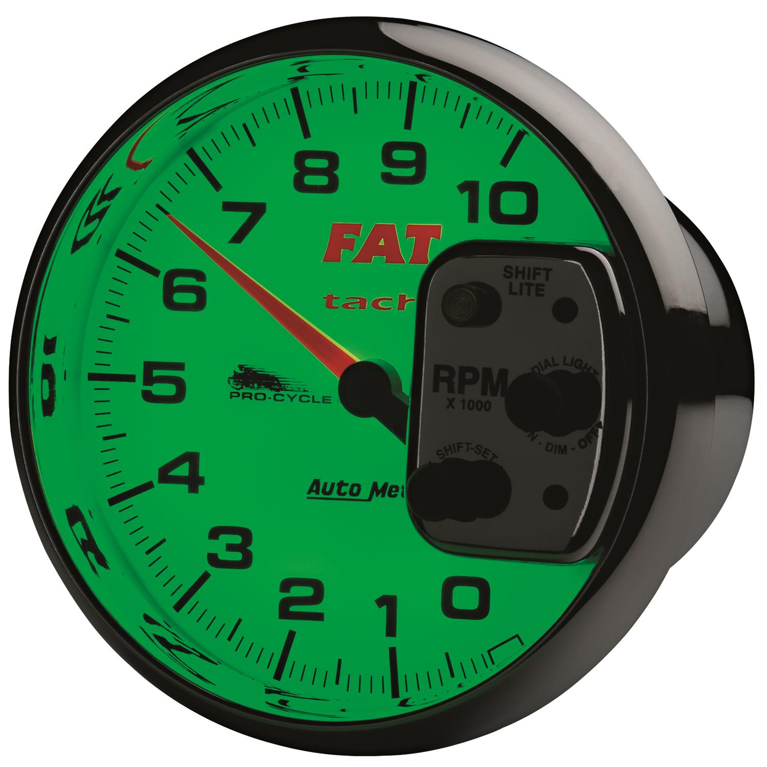 Autometer Pro-Cycle Gauge Tach 5in 10K Rpm Shift- Lite 2&4 Cylinder White Fat Tach thumbnail 4