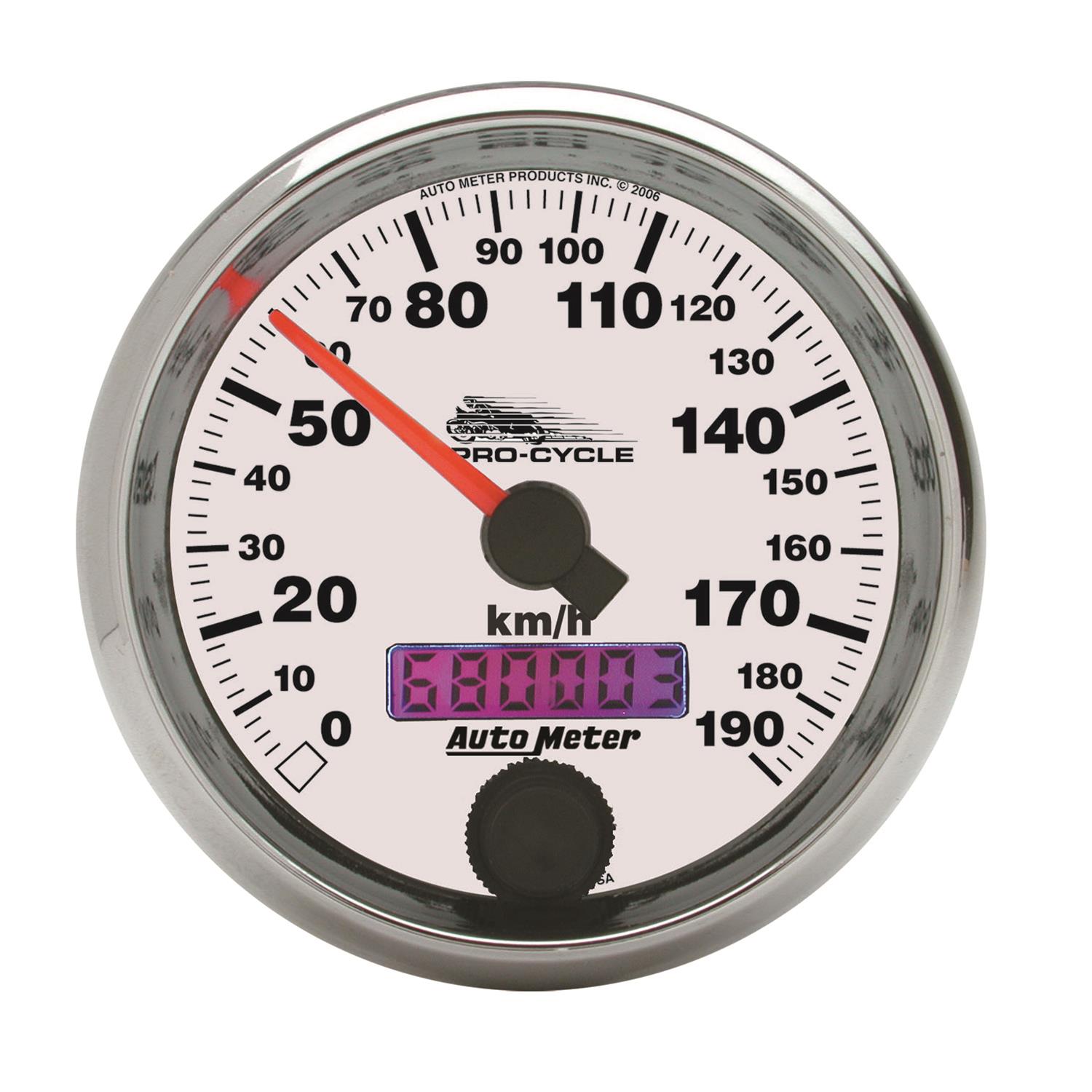 Autometer Pro-Cycle Gauge Speedo 2 5/8in 120 Mph Elec White