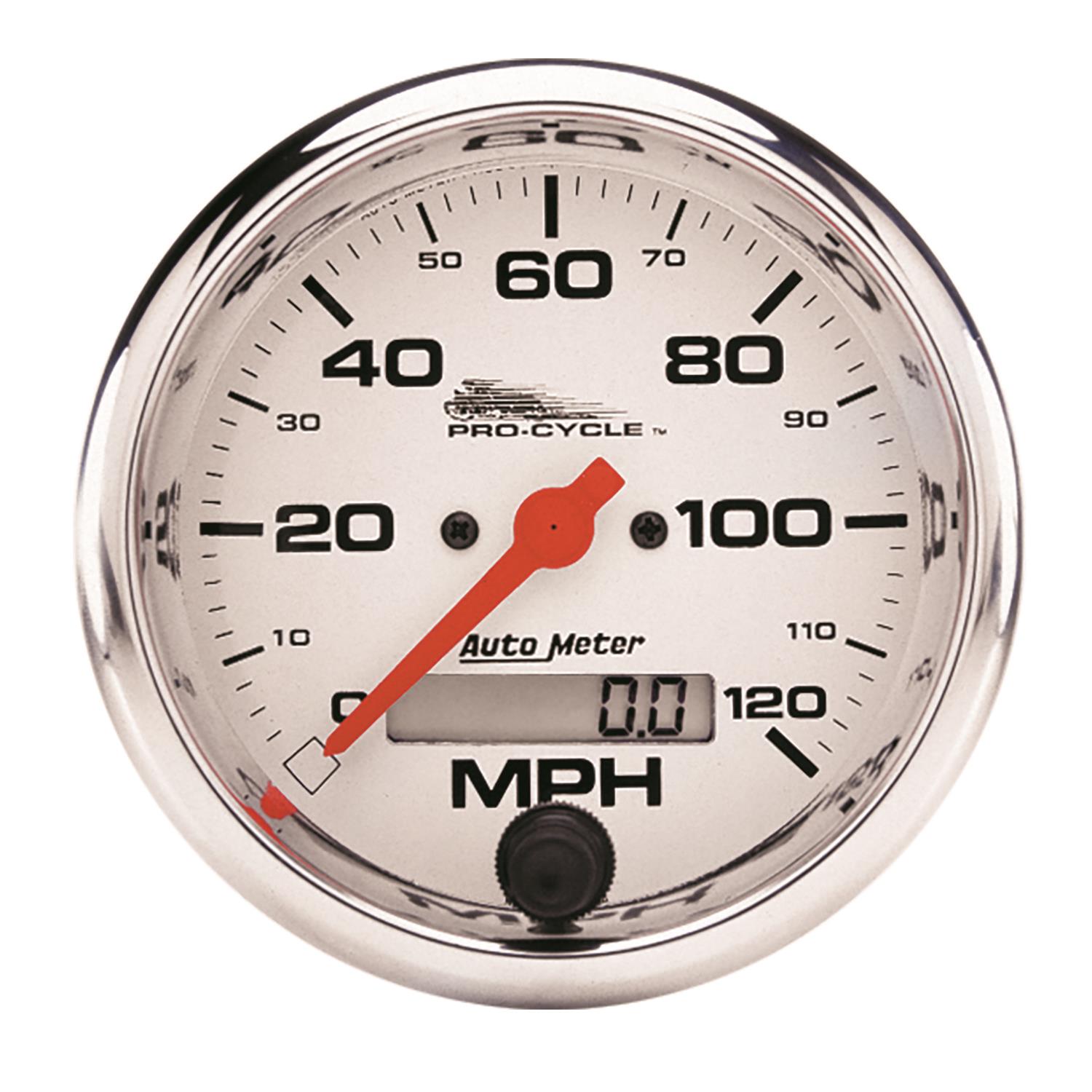 Autometer Pro-Cycle Gauge Speedo 3 3/4in 120 Mph Elec White