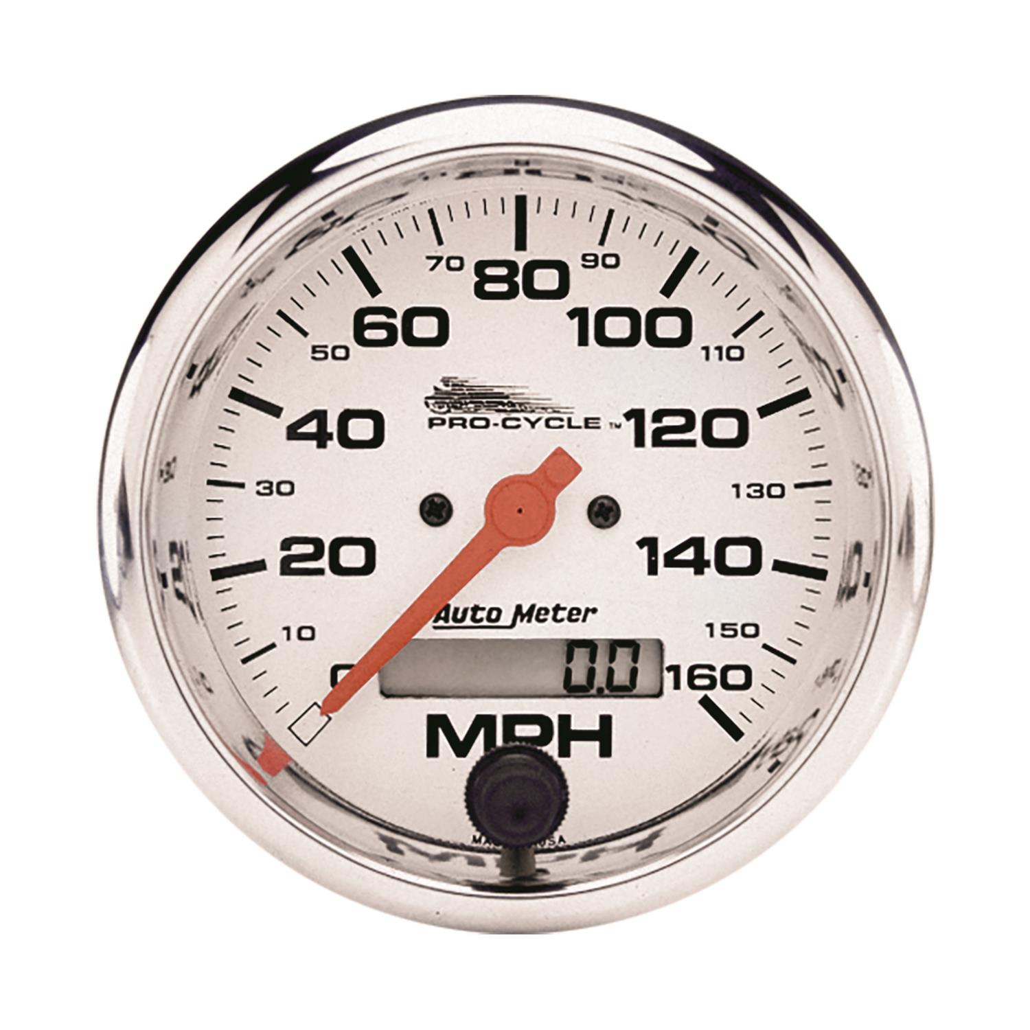 Autometer Pro-Cycle Gauge Speedo 3 3/4in 160 Mph Elec White