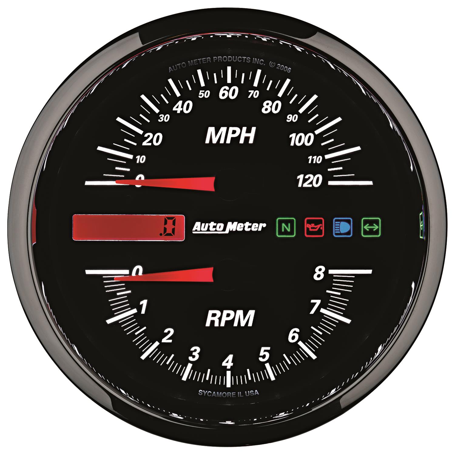 Autometer Pro-Cycle Gauge Tach/Speedo 4 1/2in 8K Rpm/120 Mph Black thumbnail 4