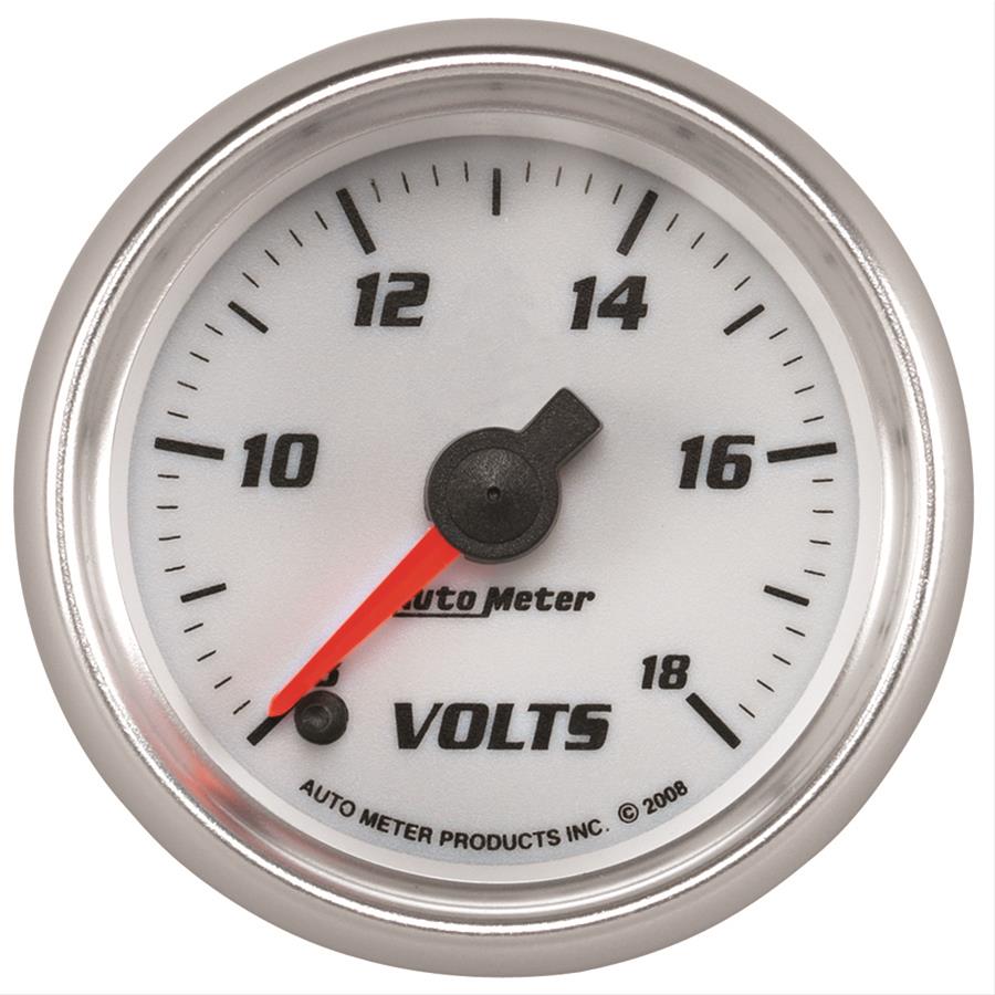Autometer Pro-Cycle Gauge Voltmeter 2 1/16in 18V Digital Stepper Motor White thumbnail 2
