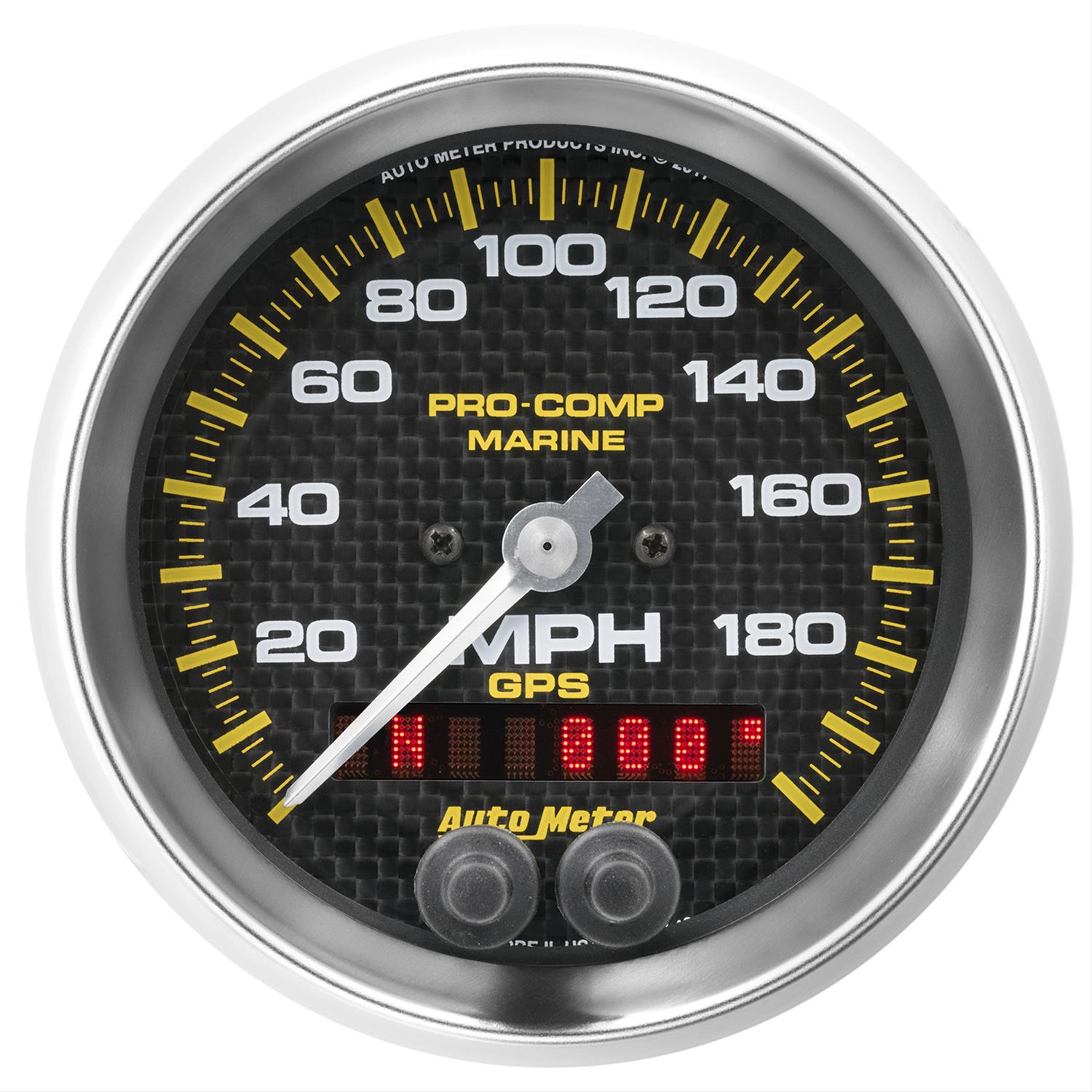 Auto Meter Marine Gauges 200639-40 Gauge, Speedometer, 3 3/8In, 200MPH, GPS, Carbon Fiber