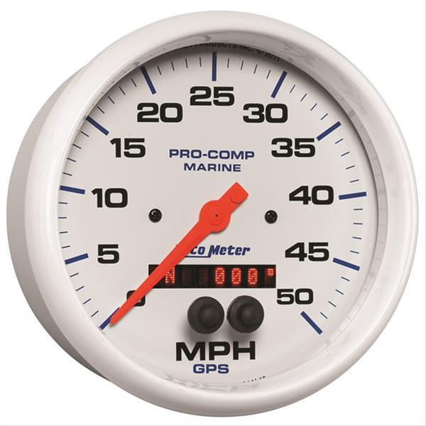 AutoMeter Pro-Comp Marine GPS Speedometers 200644 Gauge, Marine, Speedometer, 5 in., 0-50 mph, Full Sweep, White Face, Red Pointer, White Bezel, Electrical, GPS, Each thumbnail 3