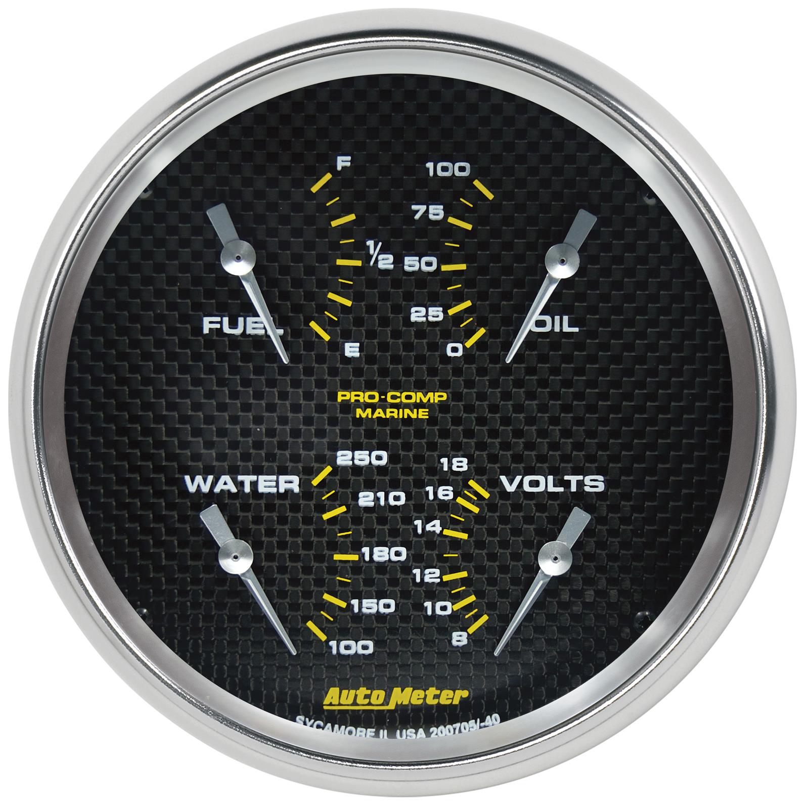Autometer Marine Carbon Fiber 5in Gauge - 100PSI