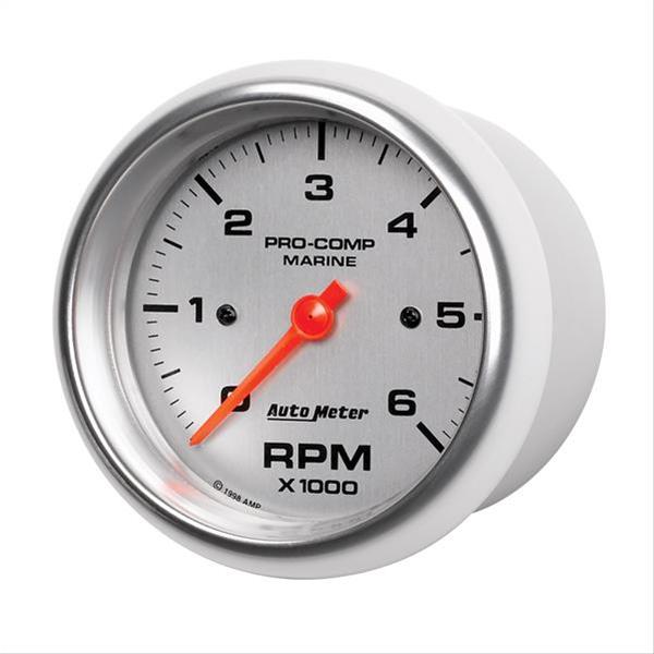 Autometer Marine Silver Ultra-Lite Gauge 3-3/8in Tachometer 6K RPM thumbnail 3