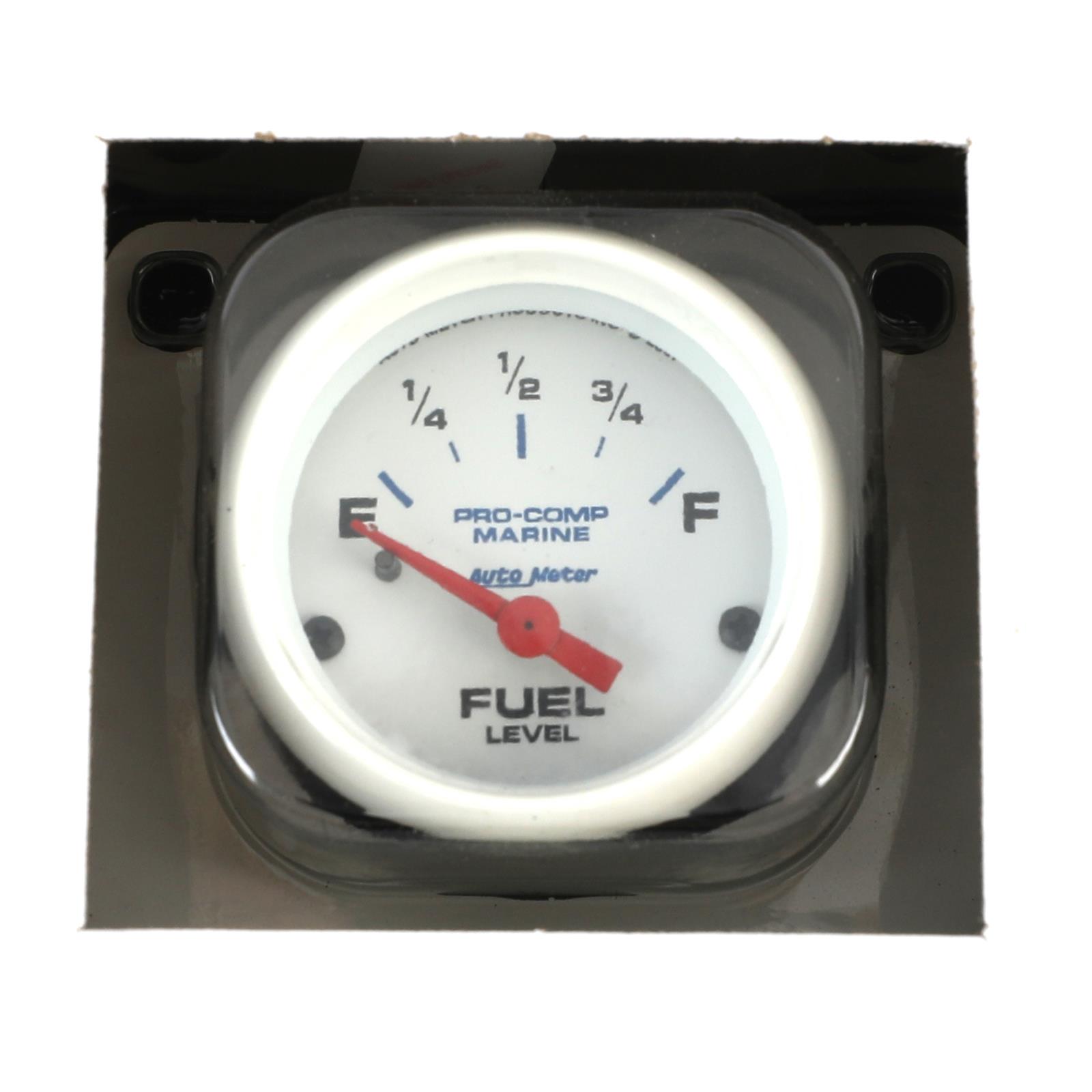 Autometer Marine White Gauge 2-1/16in Electric Fuel Level Gauge