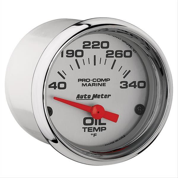 Autometer Marine Chrome Ultra-Lite 2-1/16in Electric Oil Temperature Gauge 140-300 Deg F thumbnail 3