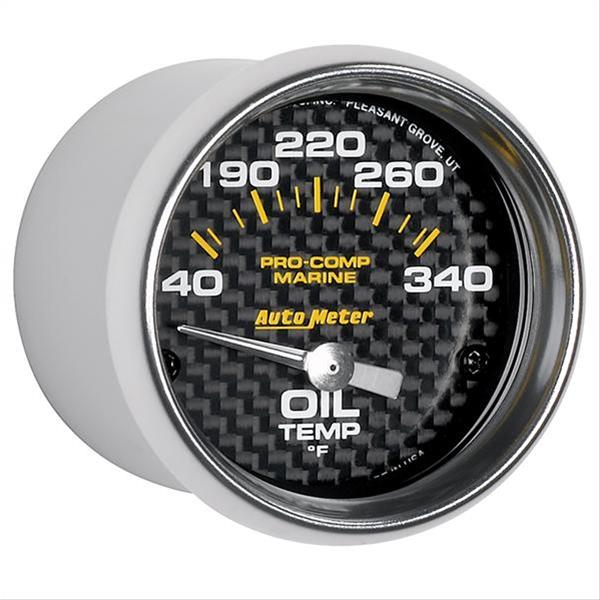 AutoMeter Pro-Comp Marine Carbon Fiber Analog Gauges 200764-40 Gauges, Gauges, Oil Temperature, 140-340 degrees F, 2 1/16 in. Diameter, Silver Bezel, Electrical, Each thumbnail 3