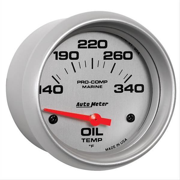 Autometer Marine Silver Ultra Lite Electric Oil Temperature Gauge 2-5/8in 140-300 Deg F thumbnail 2
