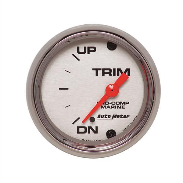 AutoMeter Pro-Comp Marine Analog Gauges 200766-35 Gauge, Marine, Trim, 2 1/16 in., Short Sweep, Silver Face, Red Pointer, Chrome Bezel, Electrical, Each