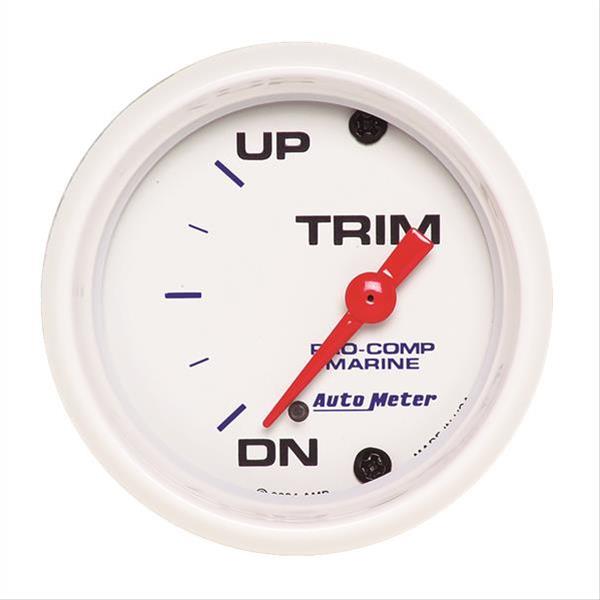 AutoMeter Pro-Comp Marine Analog Gauges 200766 Gauge, Marine, Trim, 2 1/16 in., Short Sweep, White Face, Red Pointer, White Bezel, Electrical, Each