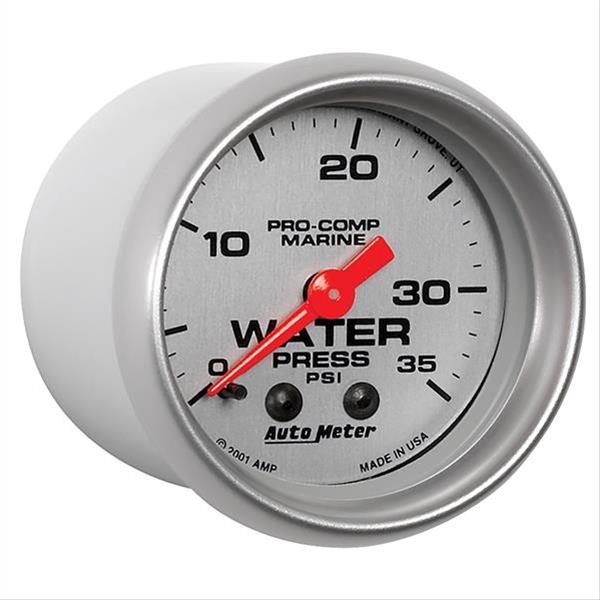Autometer Marine Silver 2-1/16in 35 PSI Mechanical Water Pressure Gauge thumbnail 3
