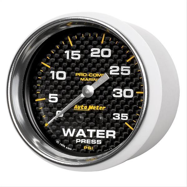 Autometer Marine Carbon Fiber Mechanical 2-5/8in 0-35PSI Water Pressure Gage thumbnail 3