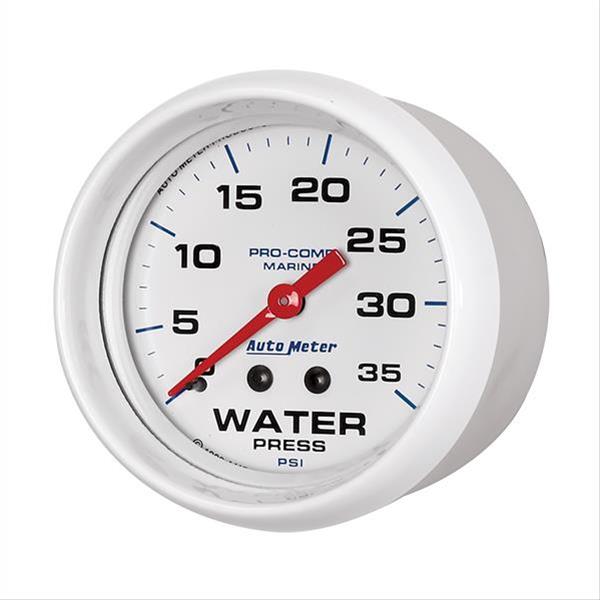 Autometer AutoGage 2-5/8in. / 35 PSI Mechanical Water Press Gauge - Marine White thumbnail 3