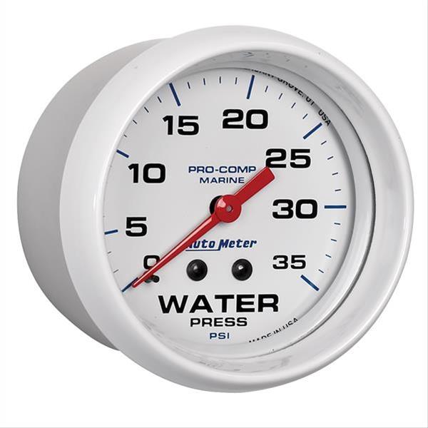 Autometer AutoGage 2-5/8in. / 35 PSI Mechanical Water Press Gauge - Marine White thumbnail 2