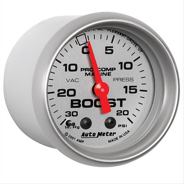 Autometer Marine Silver Ultra-Lite 2-1/16in 0-30 HG / 0-20 PSI Vacuum / Boost Gauge thumbnail 2