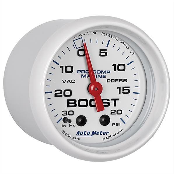 AutoMeter Pro-Comp Marine Analog Gauges 200774 Gauge/Analog, Boost/Vacuum, 30 in, Hg/20 psi, 2 1/16 in. Diameter, Full Sweep, Mechanical, Each thumbnail 2