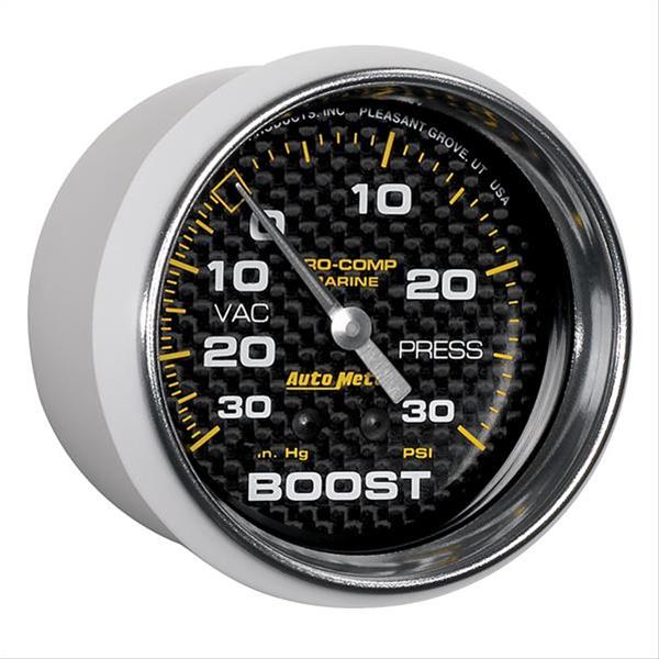 Autometer Marine Carbon Fiber Gauge 2-5/8in Mechanical Vacuum/Boost Gauge 30INHG-30PSI thumbnail 3