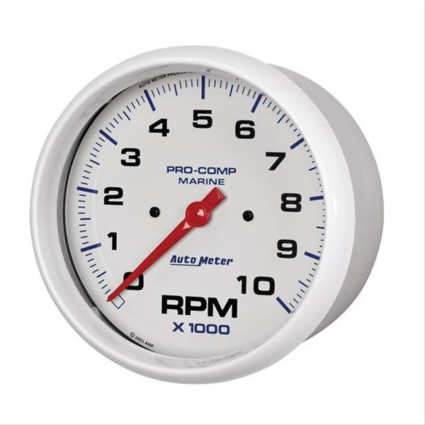 AutoMeter Pro-Comp Marine Tachometer Gauges 200801 Gauge, Marine, Tachometer, 5 in., 0-10,000 rpm, Full Sweep, White Face, Red Pointer, Chrome Bezel, Electrical, Each thumbnail 3