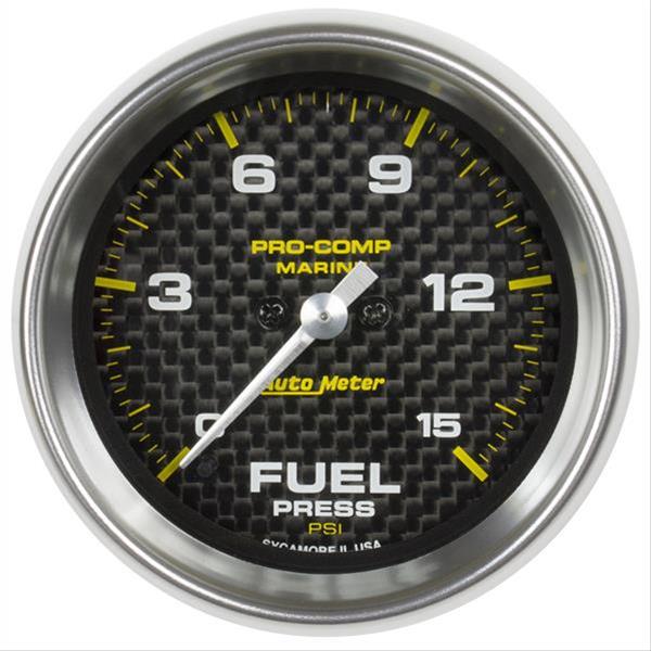 Autometer Marine Carbon Fiber 2-1/16in 15 PSI Digital Stepper Motor Fuel Pressure Gauge