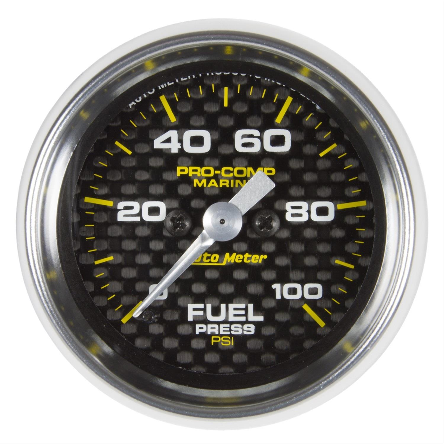 Autometer Marine Carbon Fiber 2-1/16in 100 PSI Digital Stepper Motor Fuel Pressure Gauge