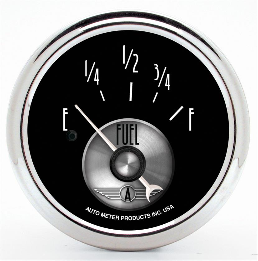 Autometer Prestige Series Black 52mm 0-90OHM Short Sweep Electronic Fuel Level Gauge