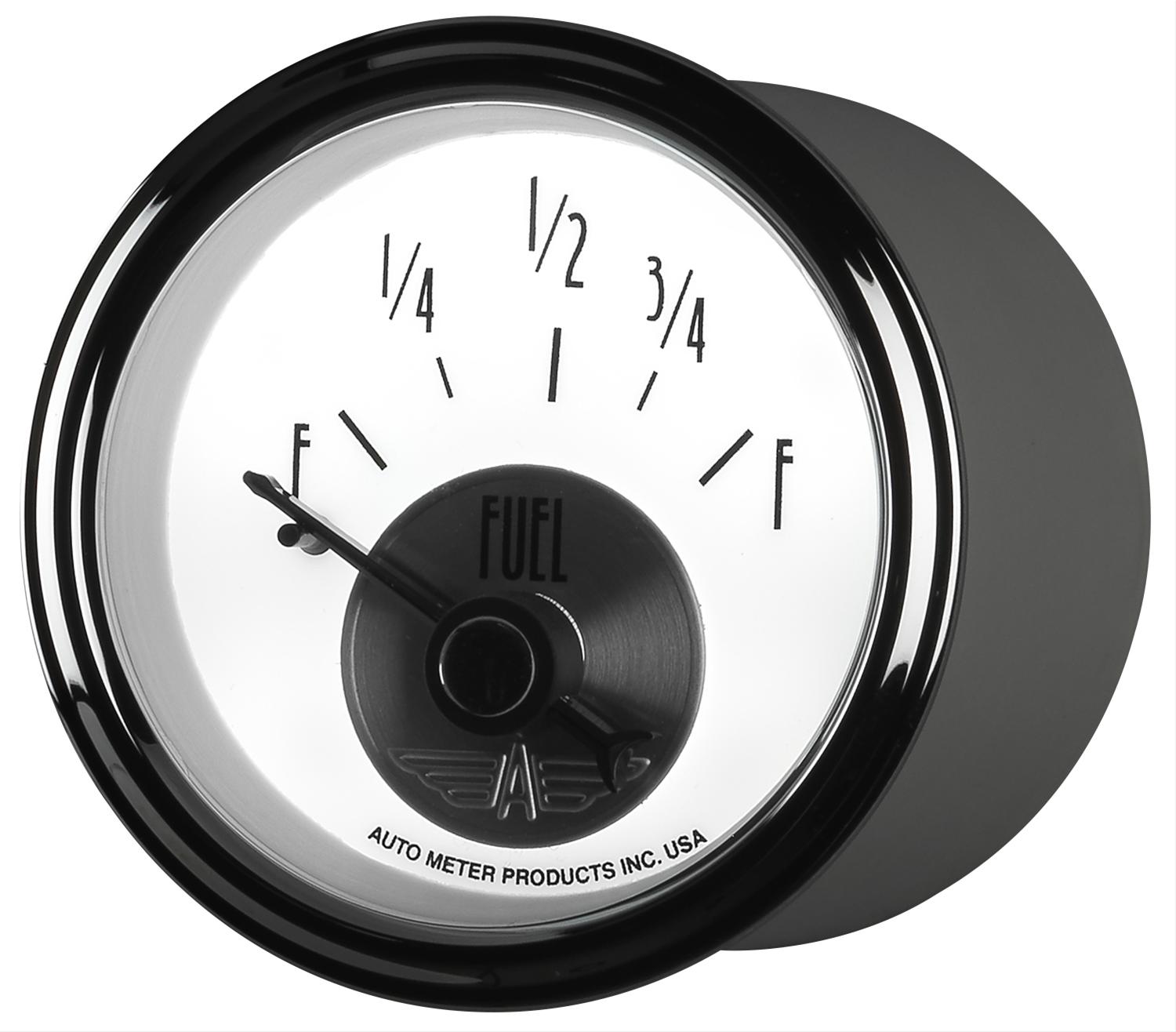 AutoMeter Prestige Analog Gauges 2015 Gauge, Prestige, Fuel Level, 2 1/16 in., 0 ohms/90 ohms, Short Sweep, White Face, Black Pointer, Chrome Bezel, Electrical, Each thumbnail 6