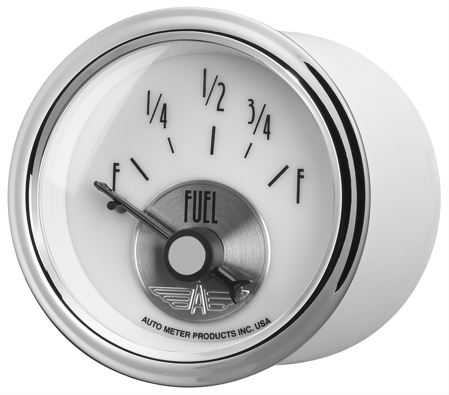 AutoMeter Prestige Analog Gauges 2015 Gauge, Prestige, Fuel Level, 2 1/16 in., 0 ohms/90 ohms, Short Sweep, White Face, Black Pointer, Chrome Bezel, Electrical, Each thumbnail 5