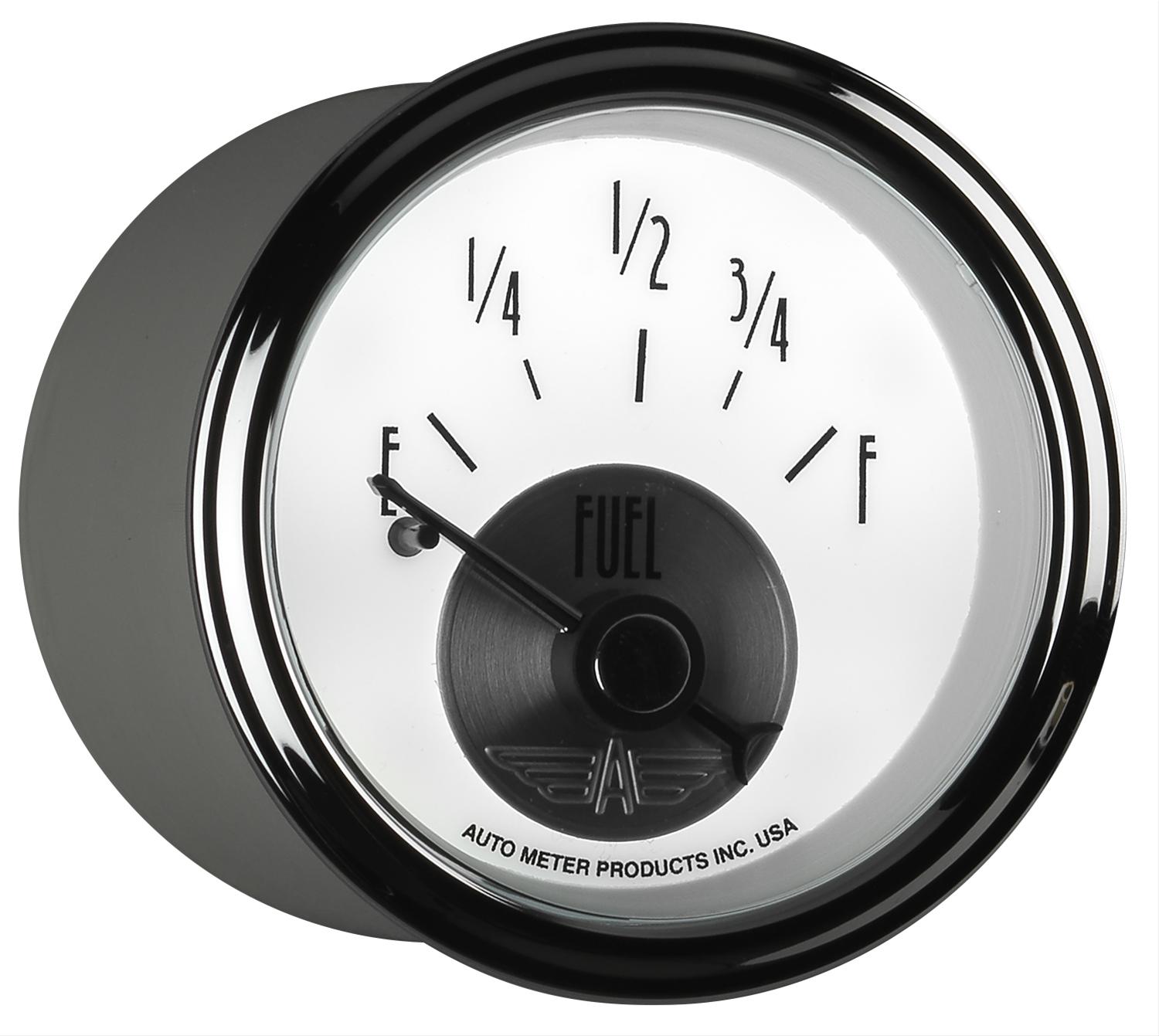 AutoMeter Prestige Analog Gauges 2015 Gauge, Prestige, Fuel Level, 2 1/16 in., 0 ohms/90 ohms, Short Sweep, White Face, Black Pointer, Chrome Bezel, Electrical, Each thumbnail 3