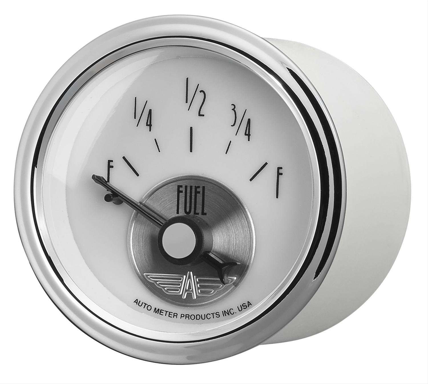 AutoMeter Prestige Analog Gauges 2018 Gauge, Prestige, Fuel Level, 2 1/16 in., 240 ohms/33 ohms, Short Sweep, White Face, Black Pointer, Chrome Bezel, Electrical, Each thumbnail 3