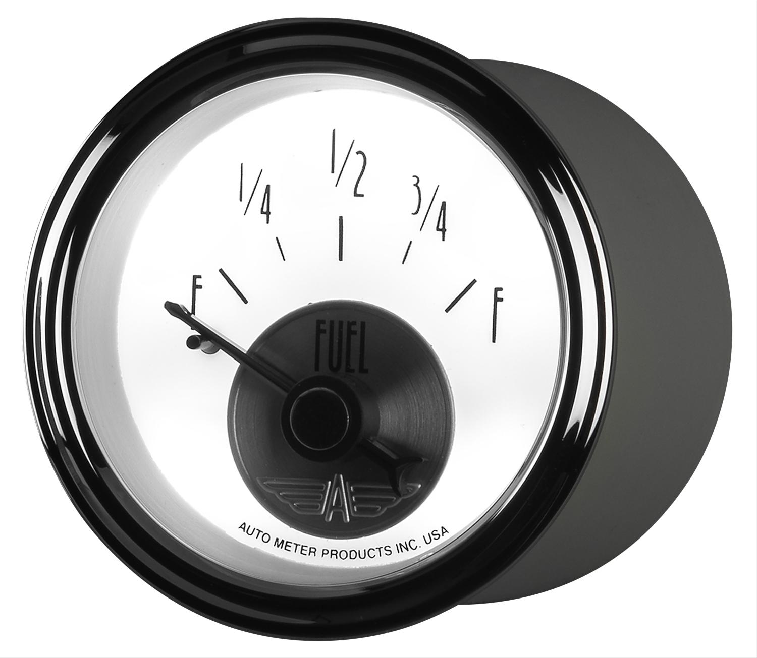 AutoMeter Prestige Analog Gauges 2018 Gauge, Prestige, Fuel Level, 2 1/16 in., 240 ohms/33 ohms, Short Sweep, White Face, Black Pointer, Chrome Bezel, Electrical, Each thumbnail 6