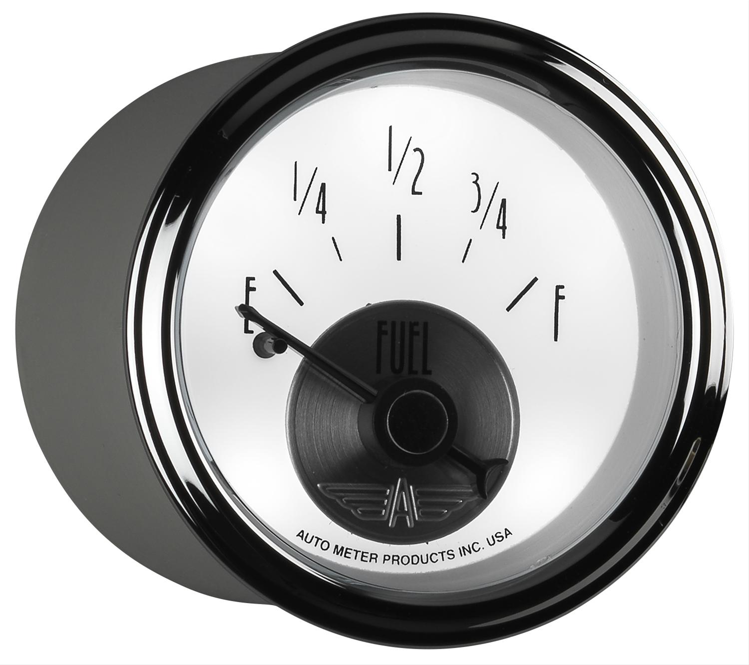 AutoMeter Prestige Analog Gauges 2018 Gauge, Prestige, Fuel Level, 2 1/16 in., 240 ohms/33 ohms, Short Sweep, White Face, Black Pointer, Chrome Bezel, Electrical, Each thumbnail 4