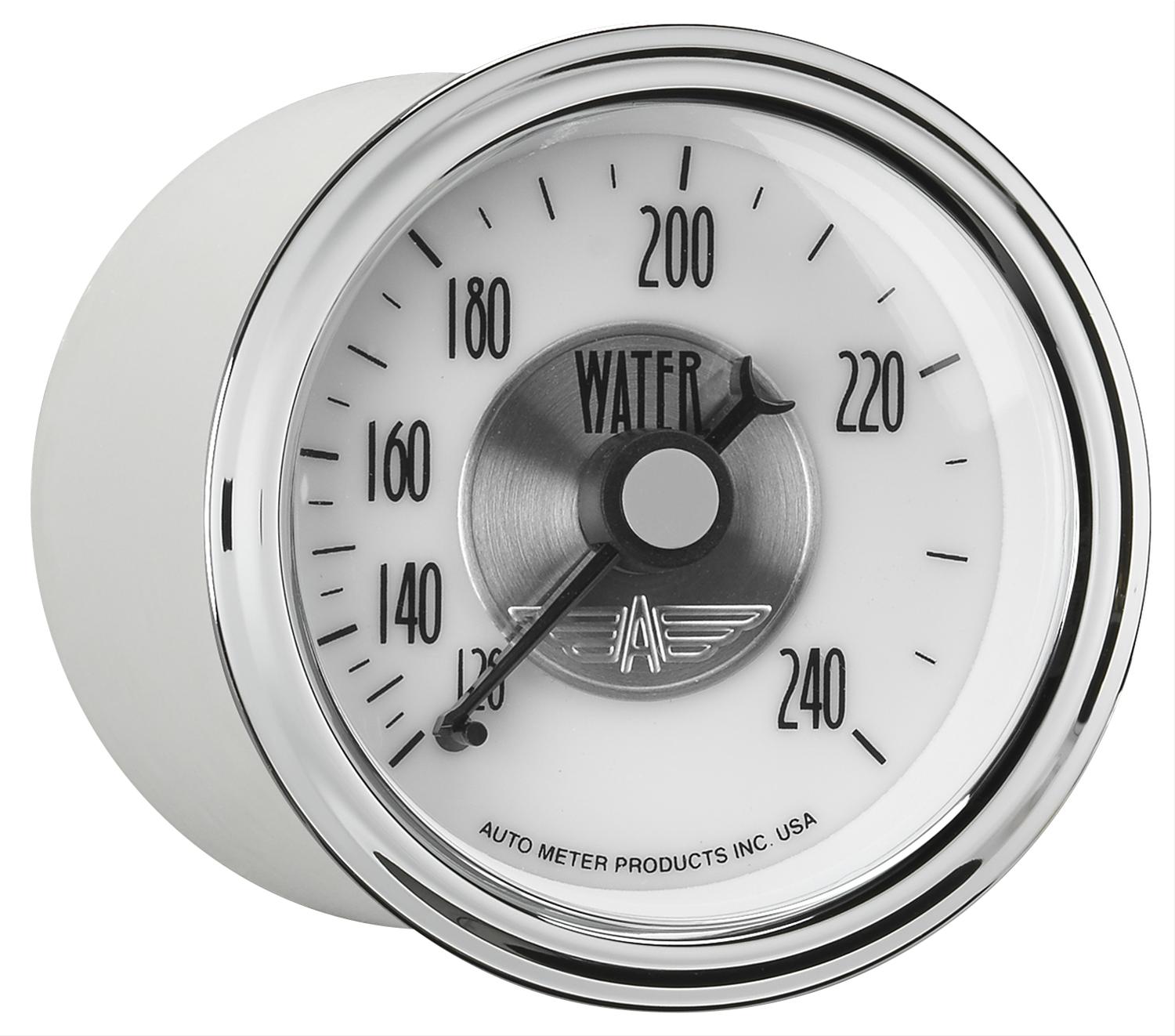 AutoMeter Prestige Analog Gauges 2031 Gauge, Prestige, Water Tempurature, 2 1/16 in., 120-240 degree F, Full Sweep, White Face, Black Pointer, Chrome Bezel, Electrical, Each thumbnail 3