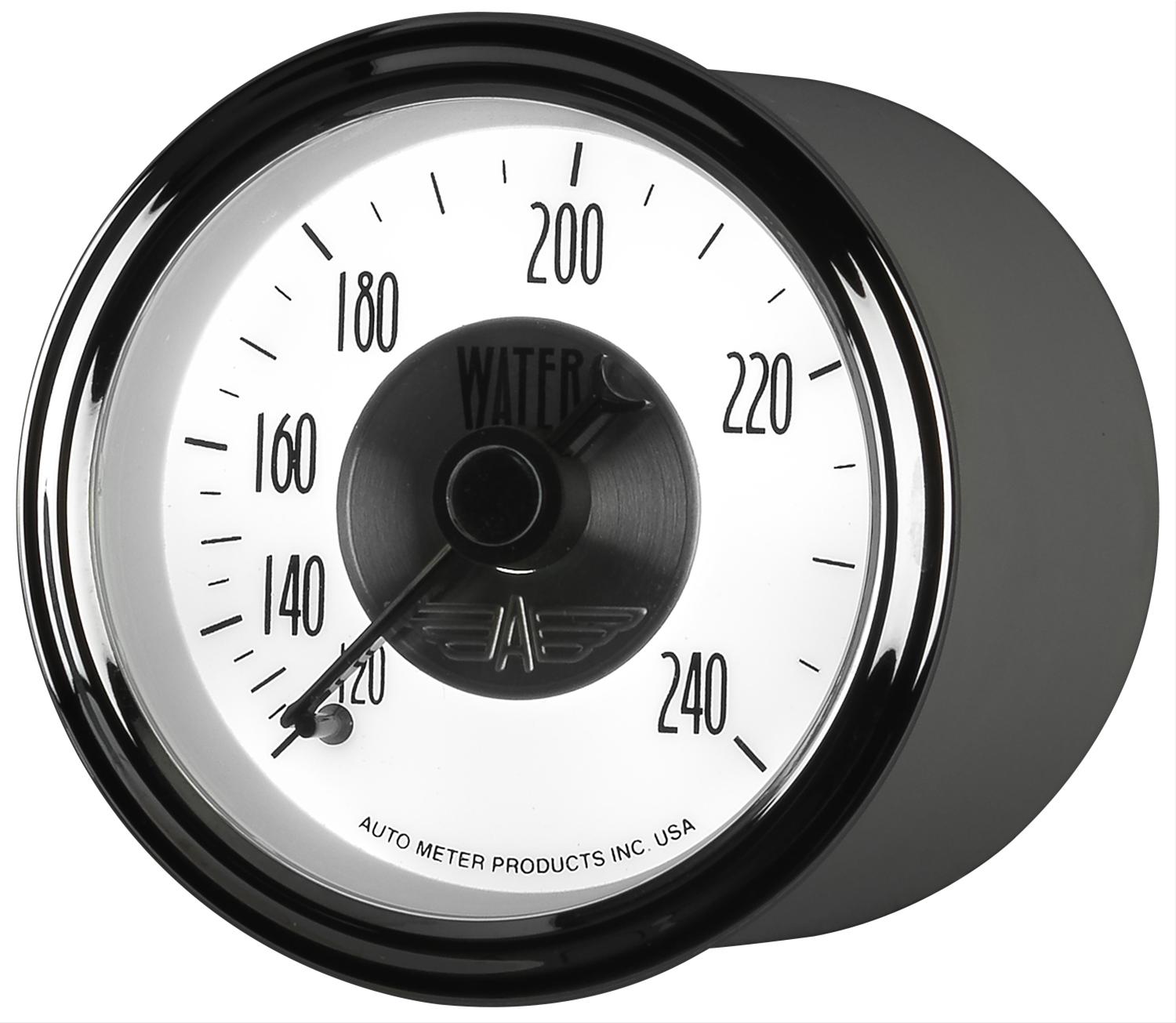 AutoMeter Prestige Analog Gauges 2031 Gauge, Prestige, Water Tempurature, 2 1/16 in., 120-240 degree F, Full Sweep, White Face, Black Pointer, Chrome Bezel, Electrical, Each thumbnail 5