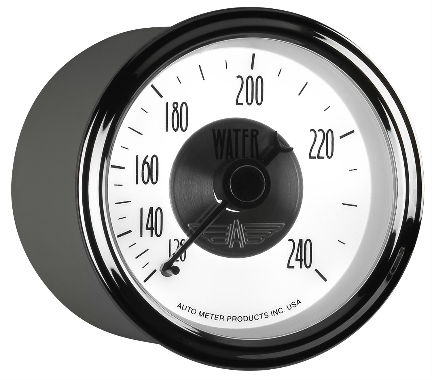 AutoMeter Prestige Analog Gauges 2031 Gauge, Prestige, Water Tempurature, 2 1/16 in., 120-240 degree F, Full Sweep, White Face, Black Pointer, Chrome Bezel, Electrical, Each thumbnail 4