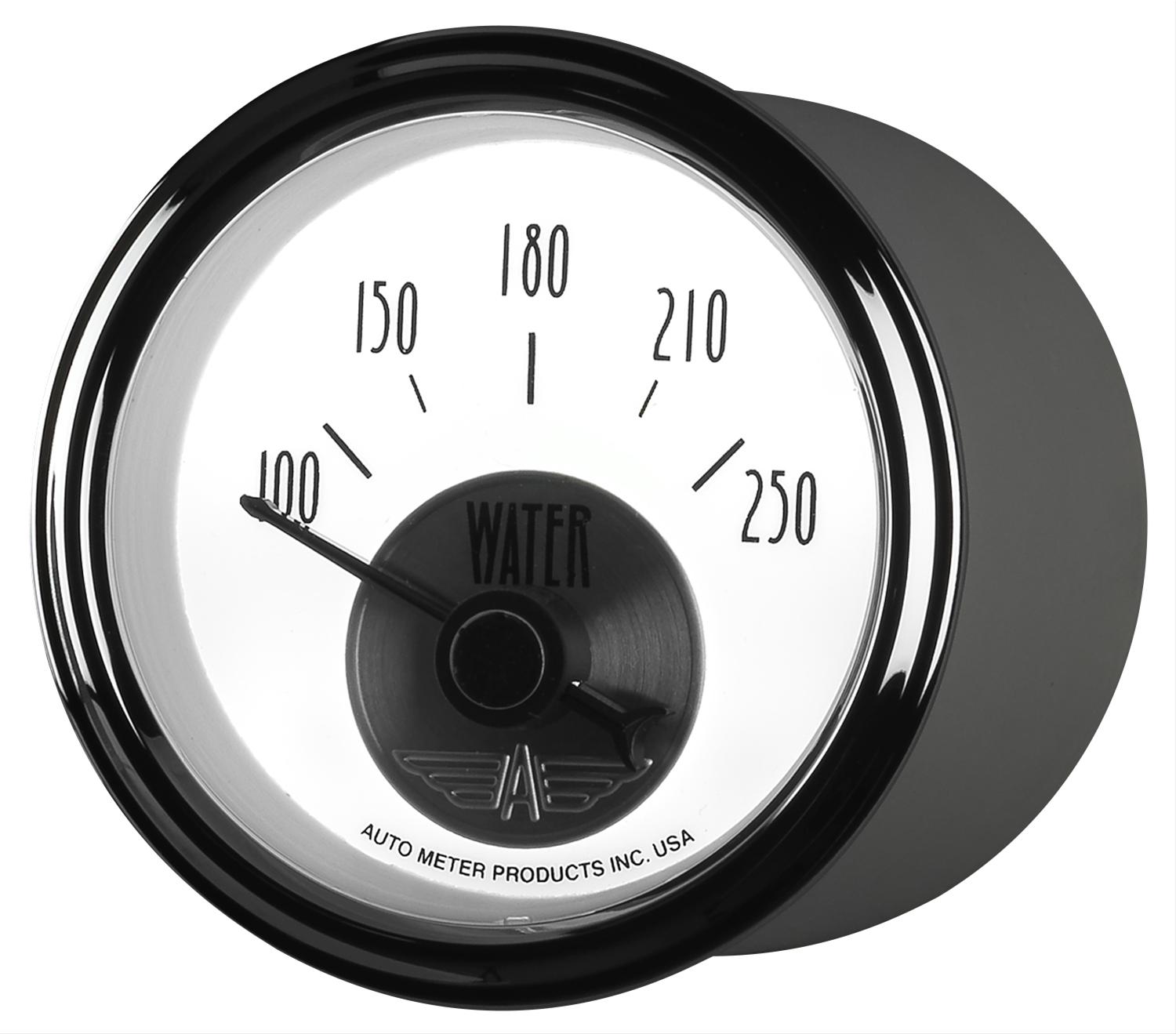 AutoMeter Prestige Analog Gauges 2039 Gauges, Gauges, Water Temperature, 100-250 degrees F, 2 1/16 in., White Face, Black Numbers, Chrome Bezel, Electrical, Each thumbnail 6
