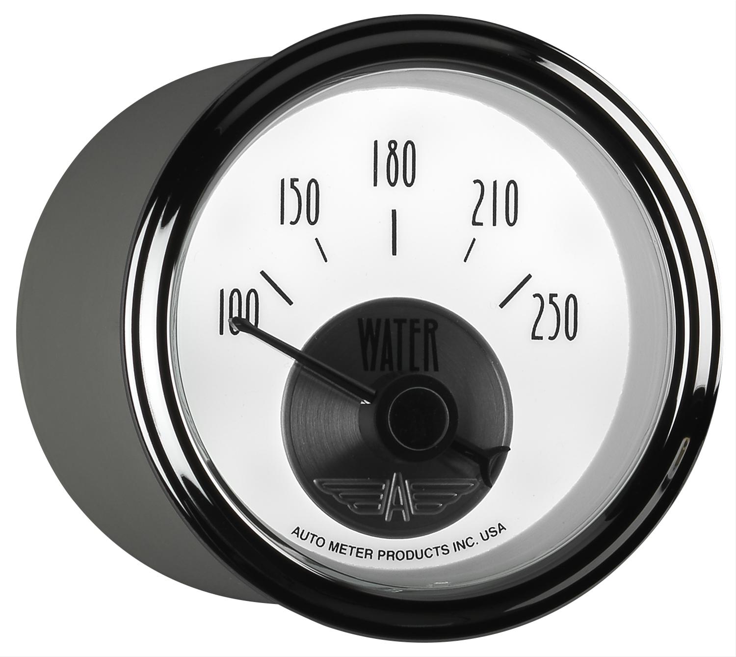 AutoMeter Prestige Analog Gauges 2039 Gauges, Gauges, Water Temperature, 100-250 degrees F, 2 1/16 in., White Face, Black Numbers, Chrome Bezel, Electrical, Each thumbnail 3