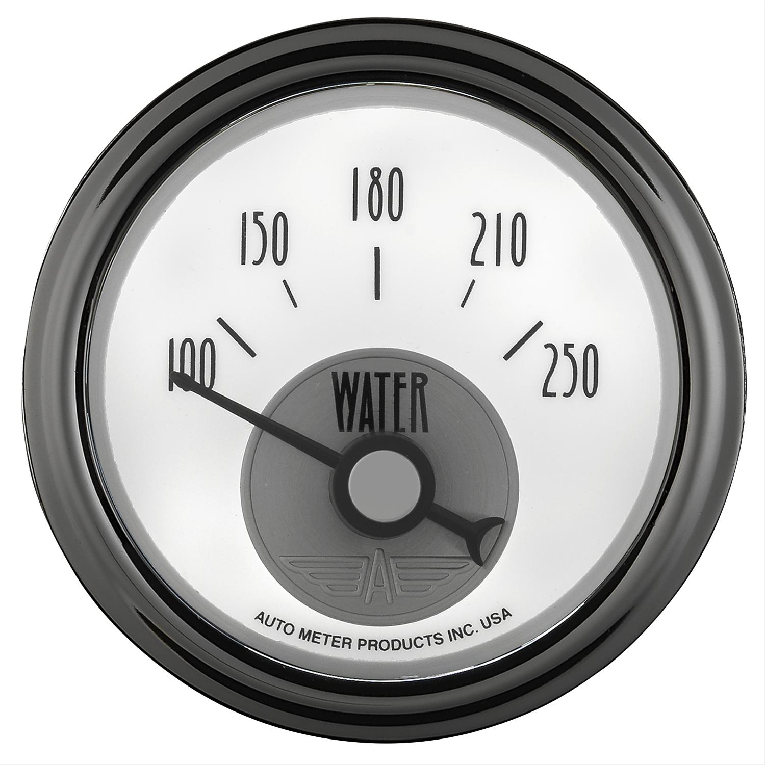 AutoMeter Prestige Analog Gauges 2039 Gauges, Gauges, Water Temperature, 100-250 degrees F, 2 1/16 in., White Face, Black Numbers, Chrome Bezel, Electrical, Each thumbnail 2