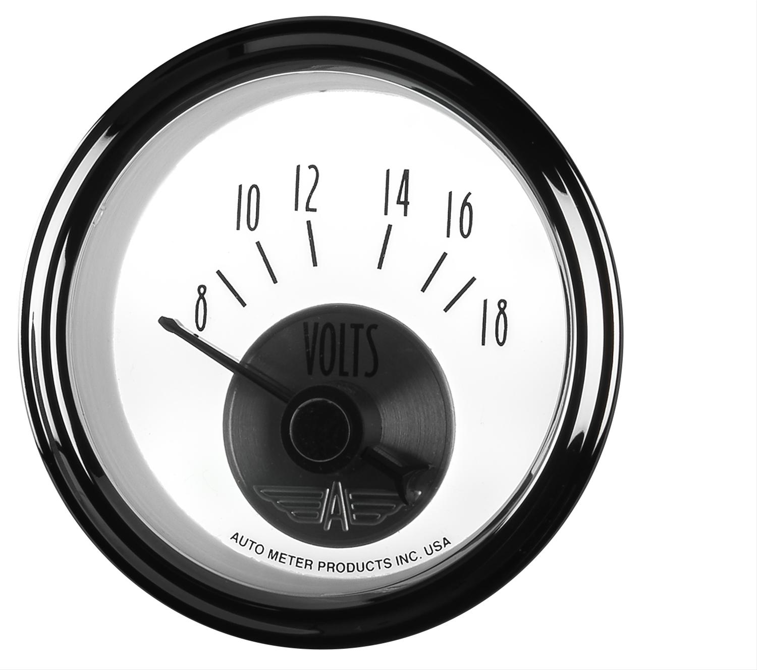 AutoMeter Prestige Analog Gauges 2094 Gauges, Gauges, Voltmeter, 8-18 V, 2 1/16 in., White Face, Black Numbers, Chrome Bezel, Electrical, Each thumbnail 5