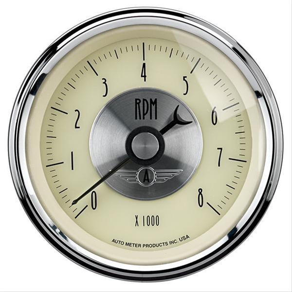 AutoMeter Gauge Tachometer 3-3/8in. 8K RPM In-Dash Prestige Antique. Ivory