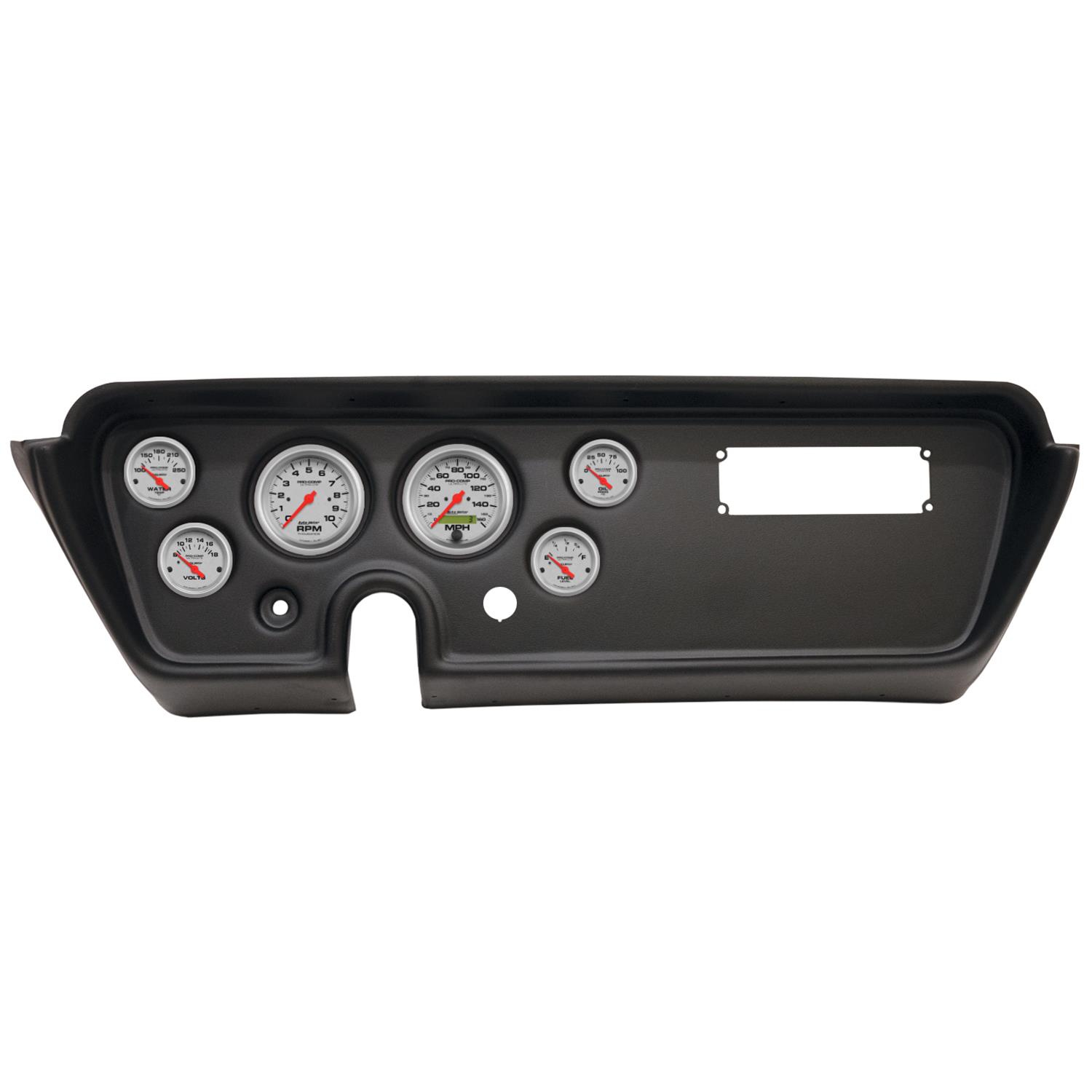AutoMeter Ultra-Lite Instrument Clusters for 1967 GTO, LEMANS - 2113-13 Gauge Kit, Ultra-Lite, Analog, Silver Face, Speedo, Tach, Oil, Water, Volts, Fuel, Black Numbers, Red Pointers, Black Panel, Pontiac, Kit