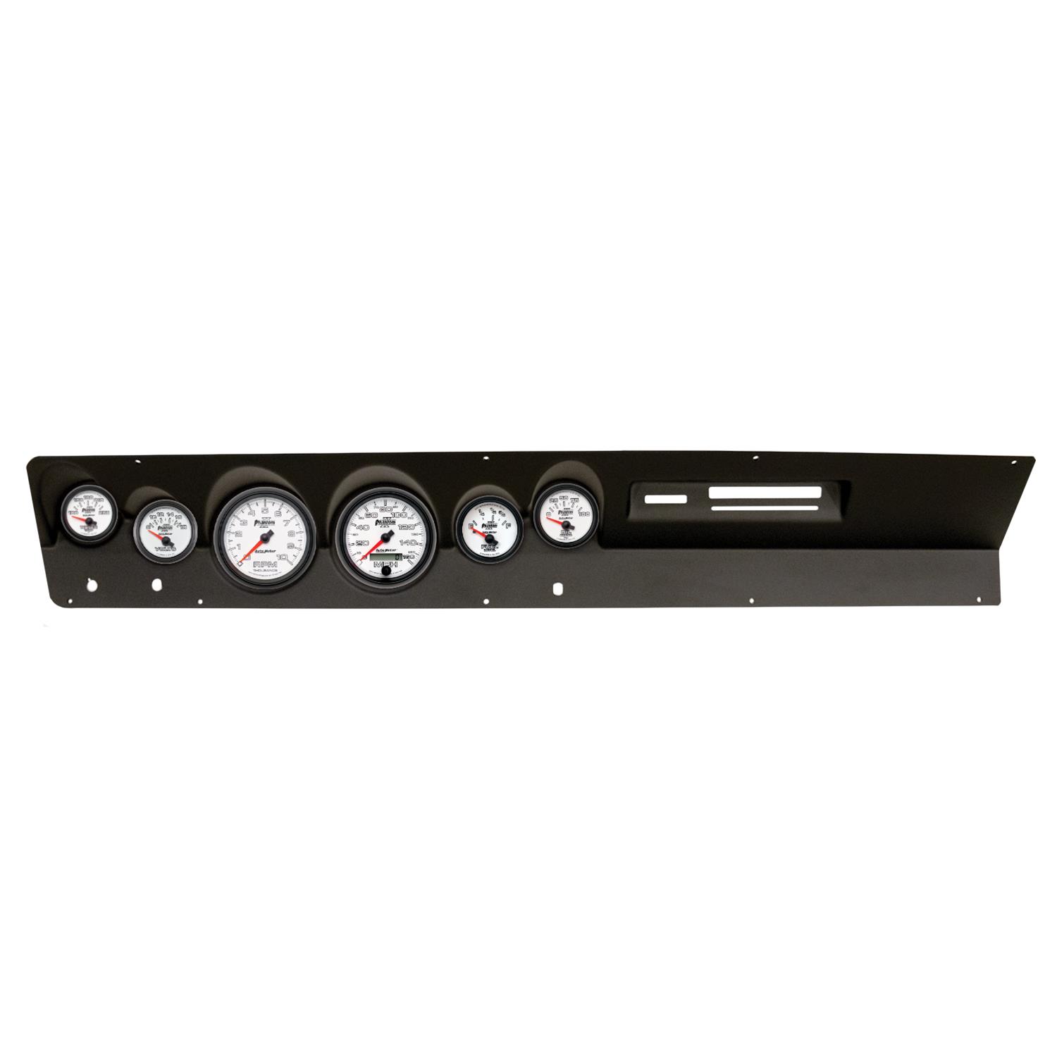 AutoMeter Phantom II Instrument Clusters for 1967-1969 DART - 2119-10 Gauge Kit, II, Analog, White Face, Speedo, Tach, Oil, Water, Volts, Fuel, Silver Numbers, Red Pointers, Black Panel, Dodge, Kit