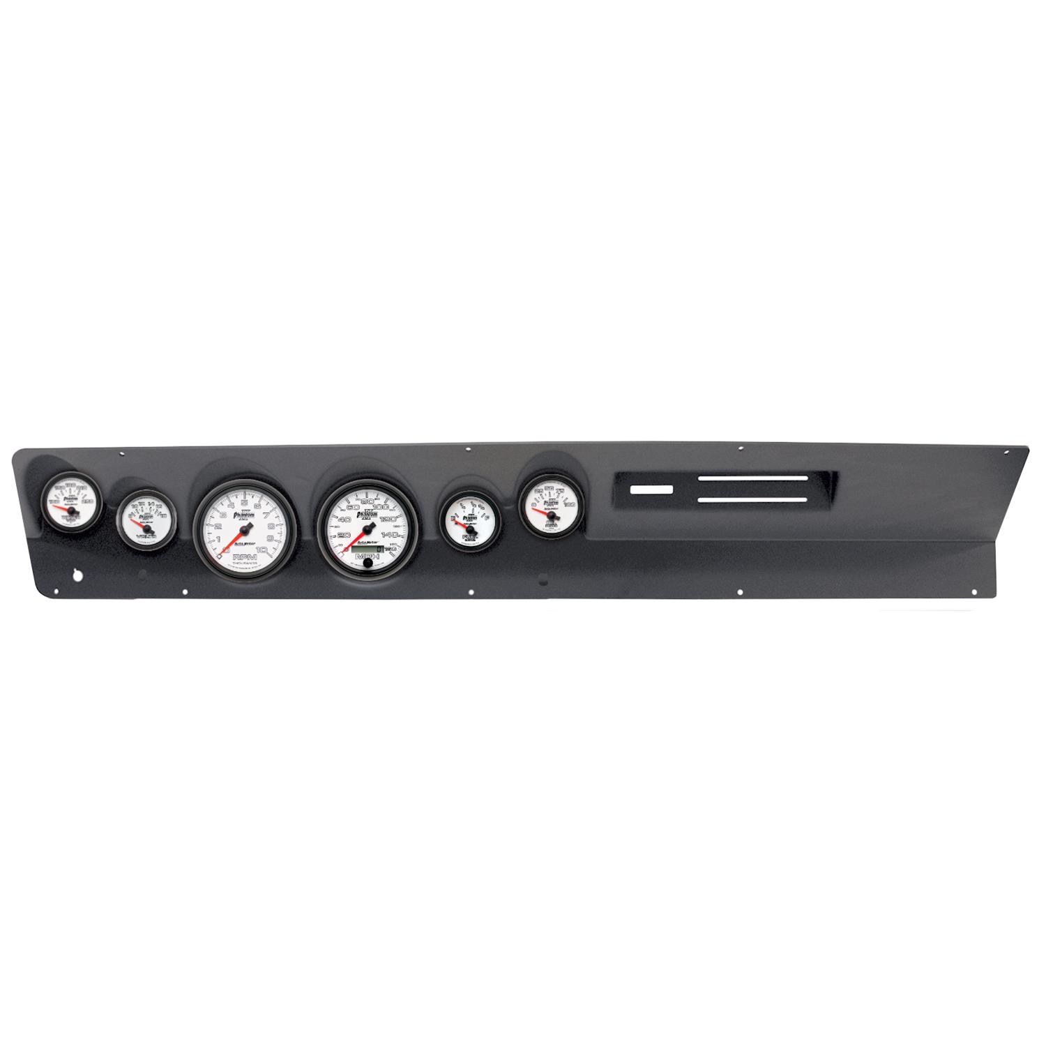 AutoMeter Phantom II Instrument Clusters for 1967-1969 DART - 2120-10 Gauge Kit, II, Analog, White Face, Speedo, Tach, Oil, Water, Volts, Fuel, Silver Numbers, Red Pointers, Black Panel, Dodge, With A/C, Kit
