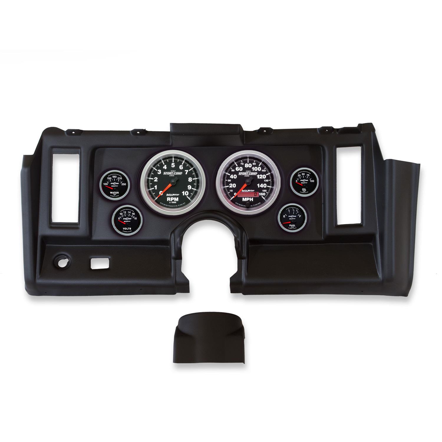AutoMeter Sport-Comp II Instrument Clusters for 1969 CAMARO - 2131-12 Gauge Kit, II, Analog, Black Face, Speedo, Tach, Oil, Water, Volt, Fuel, White Numbers, Red Pointers, Black Panel, Chevy, Kit