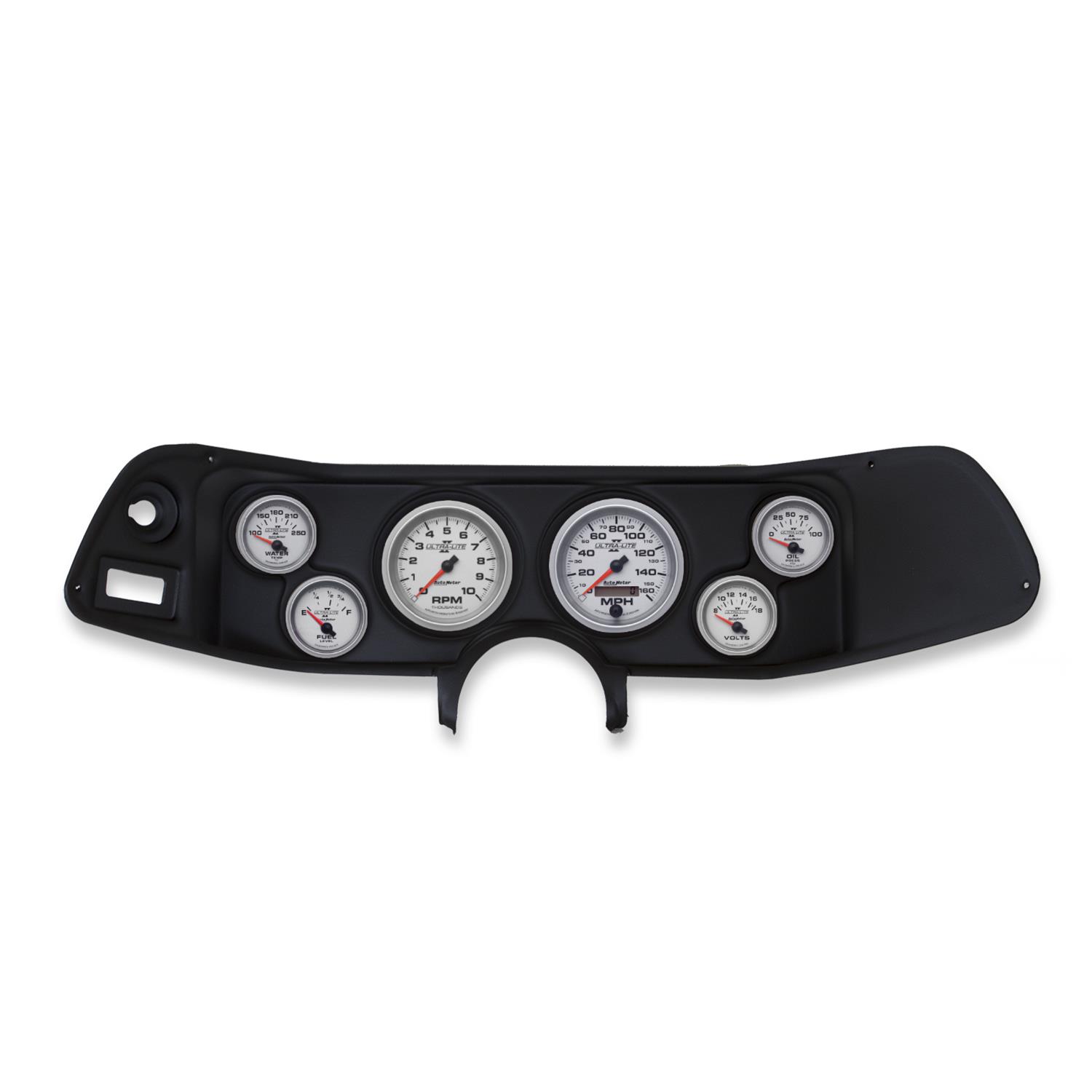 AutoMeter Ultra-Lite II Instrument Clusters for 1970-1978 CAMARO - 2132-14 Gauge Kit, II, Analog, Silver Face, Speedo, Tach, Oil, Water, Volt, Fuel, Black Numbers, Red Pointers, Black Panel, Chevy, Kit