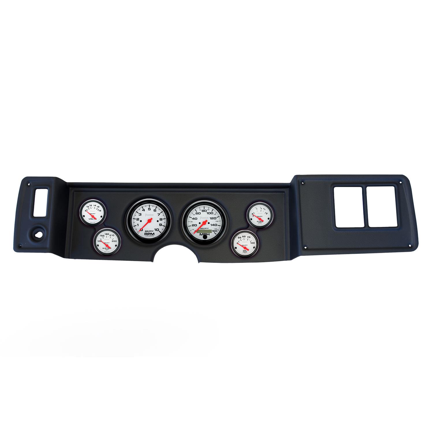 AutoMeter Phantom Instrument Clusters for 1979-1981 CAMARO - 2133-09 Gauge Kit, Phantom, Analog, White Face, Speedo, Tach, Oil, Water, Volt, Fuel, Black Numbers, Red Pointers, Black Panel, Chevy, Kit