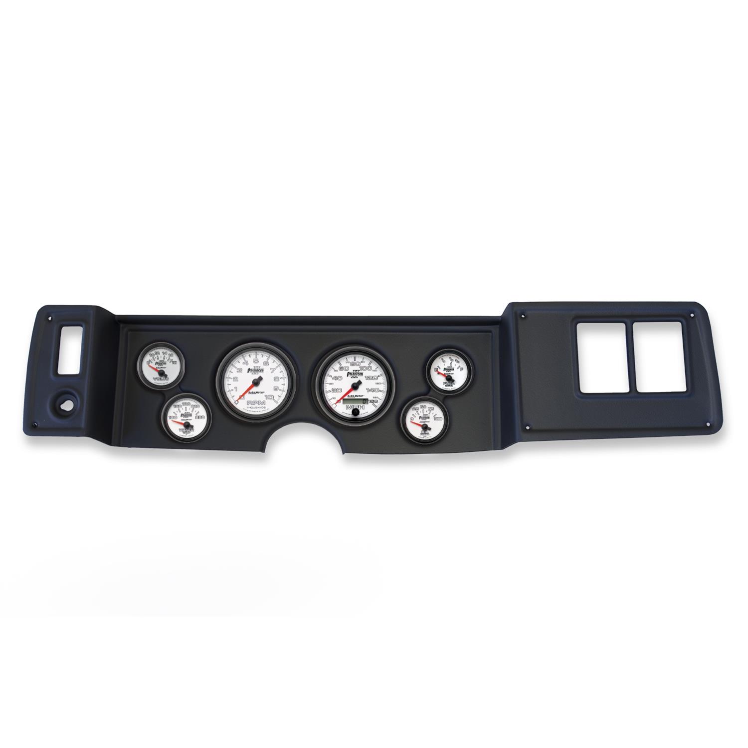 AutoMeter Phantom II Instrument Clusters for 1979-1981 CAMARO - 2133-10 Gauge Kit, II, Analog, White Face, Speedo, Tach, Oil, Water, Volt, Fuel, Silver Numbers, Red Pointers, Black Panel, Chevy, Kit