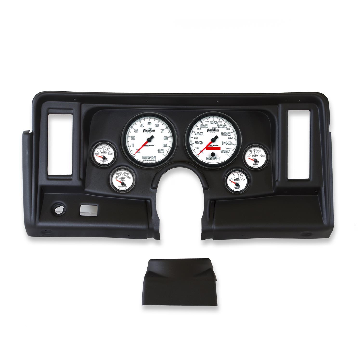 AutoMeter Phantom II Instrument Clusters for 1969-1976 NOVA - 2134-10 Gauge Kit, II, Analog, White Face, Speedo, Tach, Oil, Water, Volt, Fuel, Silver Numbers, Red Pointers, Black Panel, Chevy, Kit